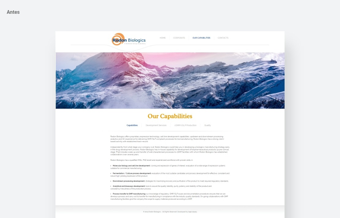 Multisnet desenvolvimento de website corporativo - Rodon Biologics (2249)